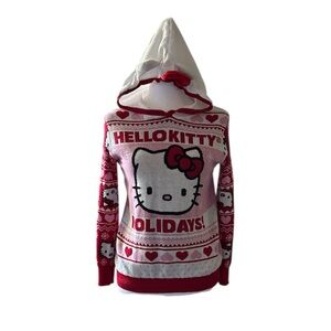 Hello Kitty Pink and White Knit Sweater, Size Youth L